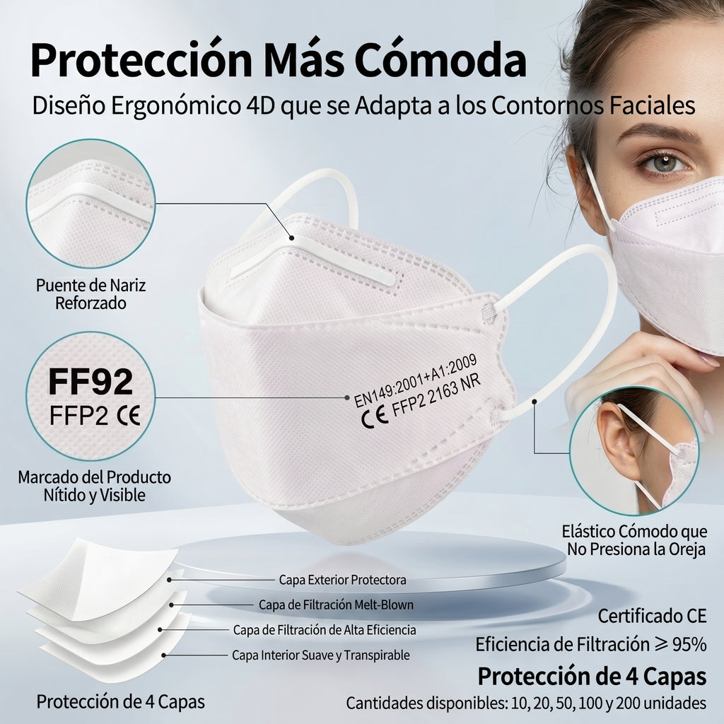 Mascarilla FFP2 KN95 blanca alta resolución - Ibermask